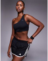 adidas Originals - Adidas Training Optime Ribbed Light Support One Shoulder Sports Bra - Lyst
