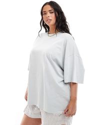 ASOS - Asos design curve - t-shirt oversize en tissu flammé - taupe - Lyst
