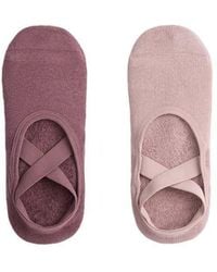 Oysho - 2 Pairs Of Padded Cotton Blend Yoga And Pilates Socks With Crossover Straps - Lyst
