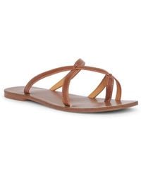 SEQWL Wide Fit - Strappy Flat Thong Slides Leather Look Minimalist Sandals - Lyst