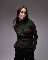 ARKET - Knitted Long Sleeve Top With Deep Fold Over Off Shoulder Detail - Lyst