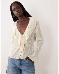 Pieces - Ruffle Trim Blouse - Lyst