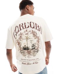 River Island - T-shirt écru con stampa "cordoba" sul retro - Lyst