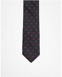 ASOS - Cravatta standard nera con stampa di ciliegie - Lyst