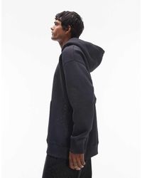 TOPMAN - Felpa Con Cappuccio Oversize Slavato Con Ricamo A Fiori - Lyst