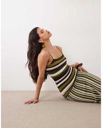Gina Tricot - Cotton Blend Light Knit Strappy Maxi Dress - Lyst