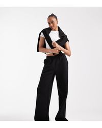 ASOS - Joggers Negros De Pernera Ancha Con Interior Afelpado De Asos Design Tall - Lyst