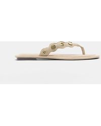 Pull&Bear - Flat Studded Leather Sandals - Lyst