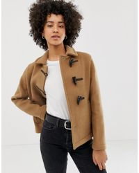 Gloverall Farlie Short Duffle Coat In Wool Blend - Brown
