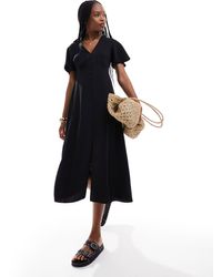 New Look - Lace Detail Button Through Dress - Lyst