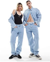 Calvin Klein - Exclusivité asos - - jean d'ensemble droit unisexe style années 90 - délavage clair - Lyst