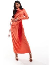 DASKA - Long Sleeve Maxi Dress With Twist - Lyst