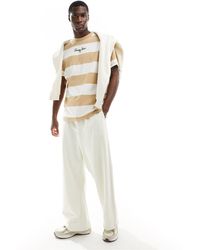 Tommy Hilfiger - T-shirt a righe larghe color sabbia vestibilità regolare - Lyst