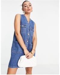 Envii - Organic Cotton Sleeveless Denim Shift Dress With Pocket Details - Lyst