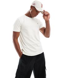 Polo Ralph Lauren - T-shirt en coton pima avec logo emblématique - crème - Lyst