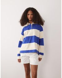 GANT - Polo Azul A Rayas De Estilo Rugby De Algodón Grueso De - Lyst