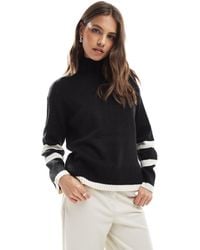 Brave Soul - Oversized Turtle Neck Jumper With Stripe Detail - Lyst