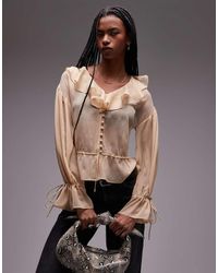 TOPSHOP - Top Trasparente Allacciato Sul Davanti Con Volant - Lyst