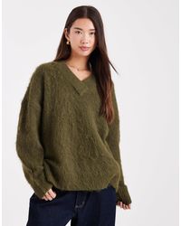 ASOS - Knitted Brushed V Neck Oversized Jumper - Lyst
