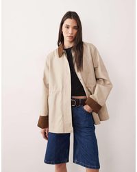 Y.A.S - Corduroy Trim Twill Barn Jacket - Lyst