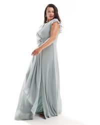 Tfnc Plus - Bridesmaid Flutter Sleeve Ruffle Detail Maxi Dress - Lyst