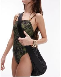 TOPSHOP - Swimsuit With Bead Detail - Lyst