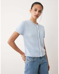 Miss Selfridge - Short Sleeve Blanket Stitch Cardigan - Lyst