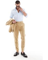ASOS - Pantalones De Traje De Corte Tapered De Mezcla De Lino De -Neutro - Lyst