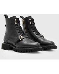 AllSaints - Tori Leather Lace Up Boots - Lyst
