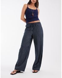 Vero Moda - Linen Touch Wide Leg Trouser With Drawstring Waist - Lyst