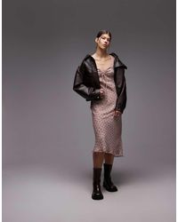 emory park - Vestido Semilargo De Manga Larga Con Estampado A Cuadros De - Lyst
