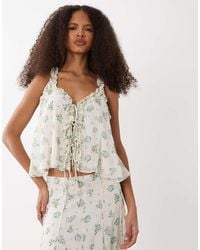 Mango - Crushed Ruffle Tie Front Sleeveless Top Co-Ord - Lyst