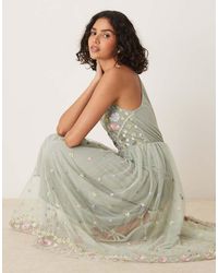 Maya - Floral Embroidered Halter Neck Midaxi Dress - Lyst