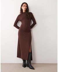 New Look - Cosy Long Sleeved Ruche Midi Dress - Lyst