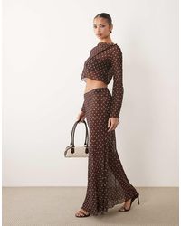 ASOS - Printed Mesh Maxi Skirt Set - Lyst