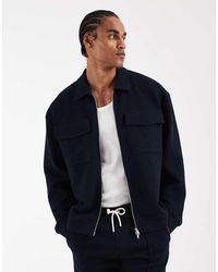 ASOS - Ruimvallend Jack Met Rits En Bol Visgraatmotief - Lyst