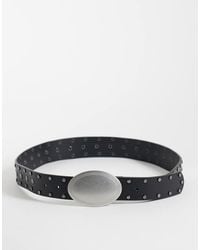 ASOS - Western Buckle Studded Faux Leather Belt - Lyst
