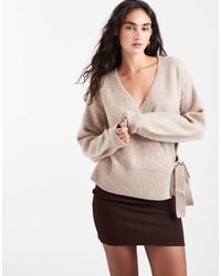 Pieces - Tie Side Knitted Jumper - Lyst