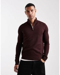 Brave Soul - Pull en maille à col zippé - bordeaux - Lyst