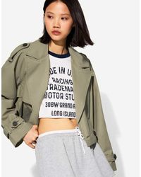 Bershka - Trench Corto Kaki - Lyst