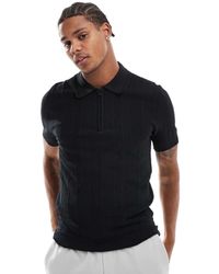 River Island - Muscle Fit Knitted Herringbone Polo - Lyst