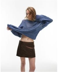 TOPSHOP - Knitted Open Stitch Jumper - Lyst