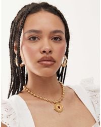 En Route - 18k Plated Solar Pulse Beaded Chain Necklace With Coin Pendant And Red Carmelian Stone - Lyst