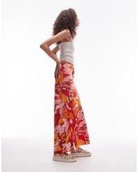 TOPSHOP - Orange Floral Print Bias Maxi Skirt - Lyst