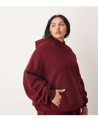 ARRANGE - Sudadera Rojo Vino Extragrande Con Capucha De Tejido Grueso Premium De Curve - Lyst