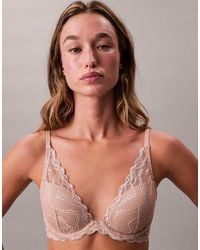 Calvin Klein - Sensual Stretch Lightly Lined Plunge Lace Bra - Lyst