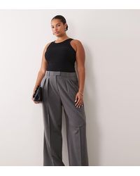 ASOS - Curve Tailored Wide Leg Trousers With Pleat Detail - Lyst