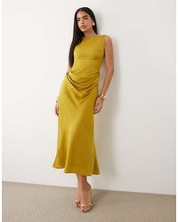 ASOS - Satin High Neck Drape Skirt Maxi Dress - Lyst