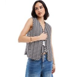 New Look - – ärmellose wattierte jacke mit vichykaromuster - Lyst