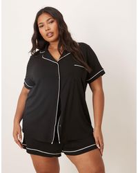 ASOS - Asos design curve – super weicher pyjama mit kurzärmligem hemd und shorts - Lyst